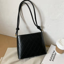 Lattice Pattern Shoulder Crossbody Bag Leather Women Simple Messenger Handbags
