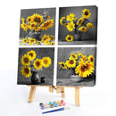 DIY Hand Painted 4 Panel Paint By Numbers Oil Canvas Pictures Sunflower Kit Gift