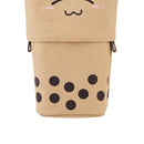 Retractable Milk Tea Pencil Case Stationery Storage Pen Holder (Brown) Newly