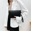 Fashion Rivet Evening Clutch Bag Leather Women Envelope Handbag (Black)