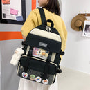 4pcs/Set Women Canvas Backpacks College Teenager Rucksack Mochila Shoulder Bags