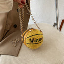 Casual Ball Shaped Shoulder Tote Women Leather Plush Crossbody Bag (Yellow)
