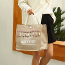 Women Linen Handbag Large Capacity Summer Beach Female Tassel Daily Shoulder Bag
