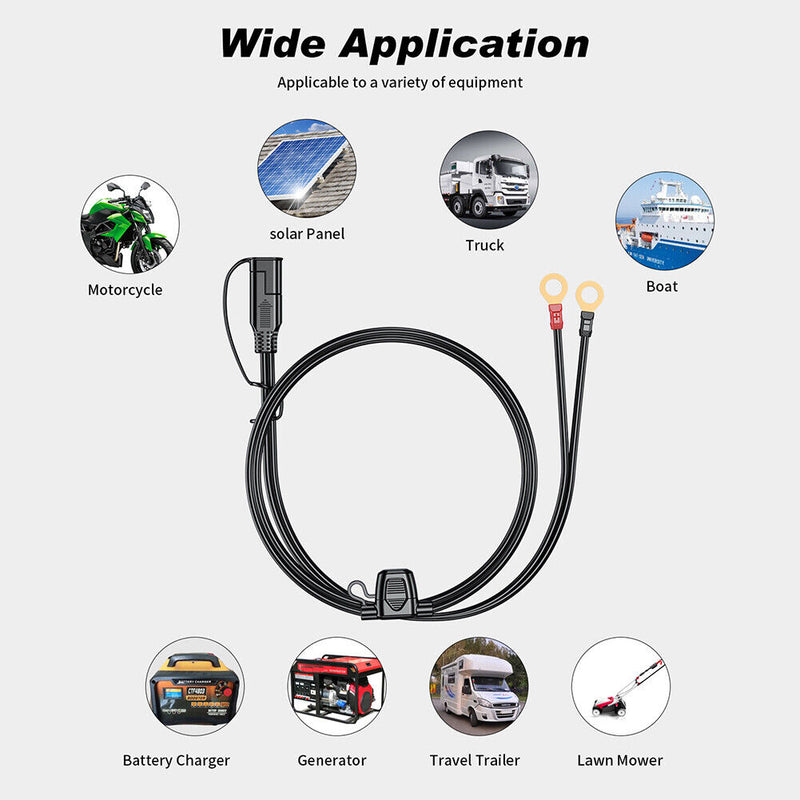 12-24V 18AWG SAE 2 Pin Quick Disconnect To O Ring Terminal Harness Connecter