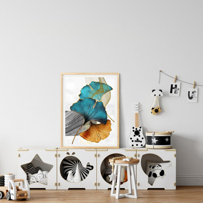 Frameless Painting By Numbers Gingko Leaves DIY Handmade Drawing On Canvas Craft