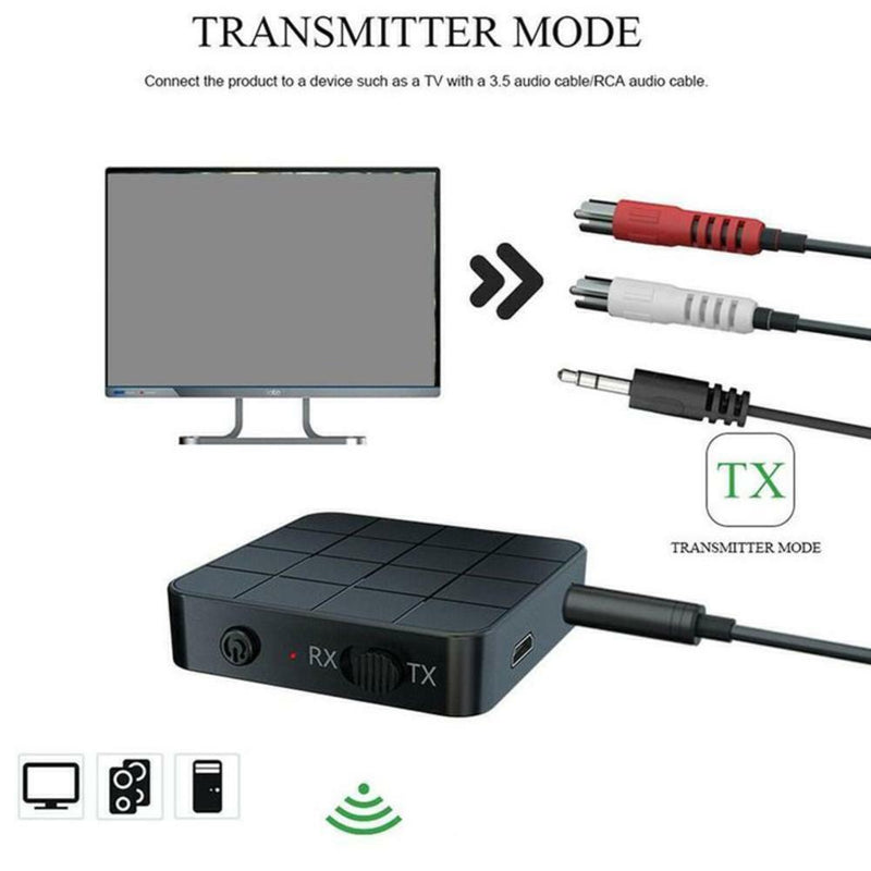 Wireless Bluetooth 5.0 Transmitter&Receiver Audio Adapter 2in1 3.5mm Aux V7B4