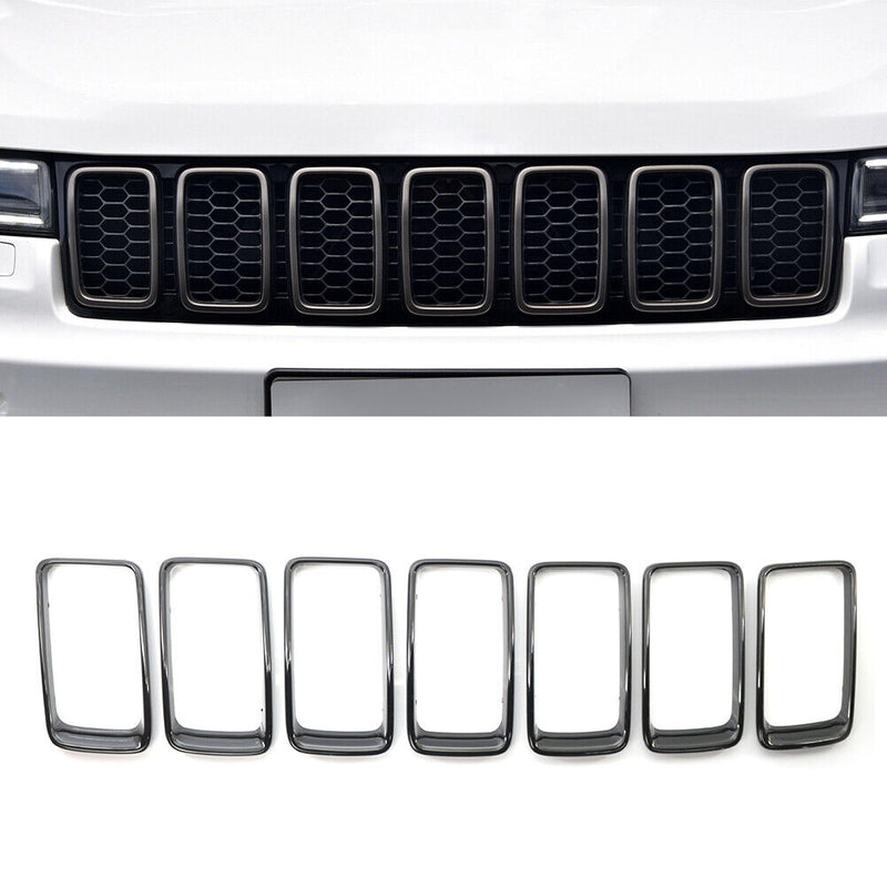 7pcs/set Gloss Black ABS Plastic Grill Rings for JEEP Grand Cherokee 2014-2016
