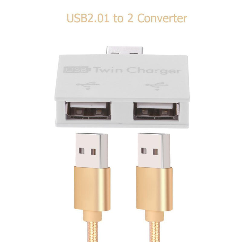 USB 2.0 Male to Twin Charger Dual 2 Port USB Splitter Hub Adapter Converter