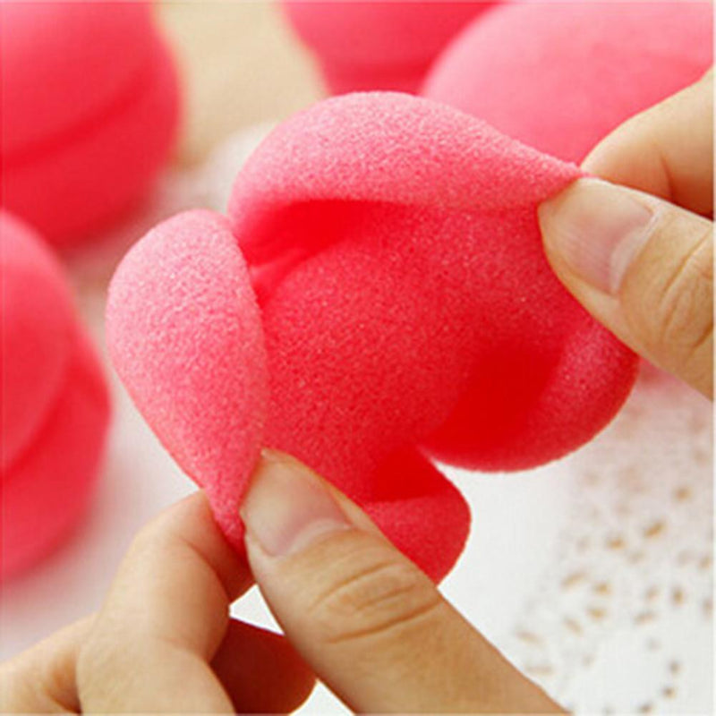 6pcs Sponge Curling Rollers Hair Soft Foam Balls DIY Hairdressing (Pink)