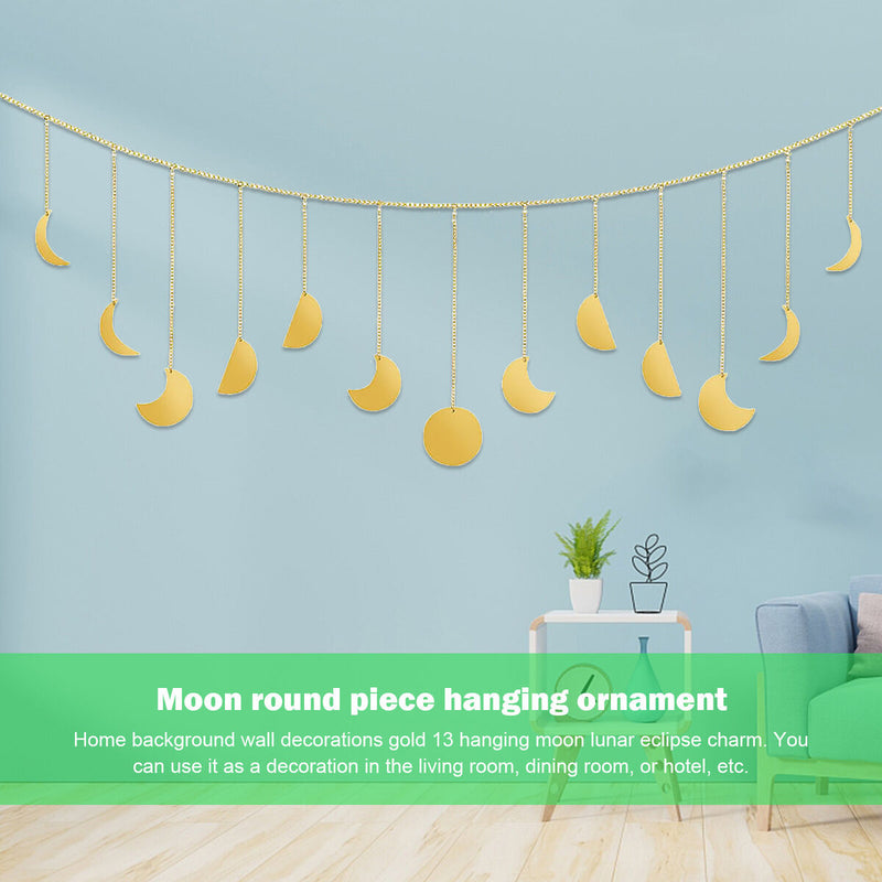 Moon Phase Wall Hanging Garland Metal Boho Accents 13 Piece Moon Decorations