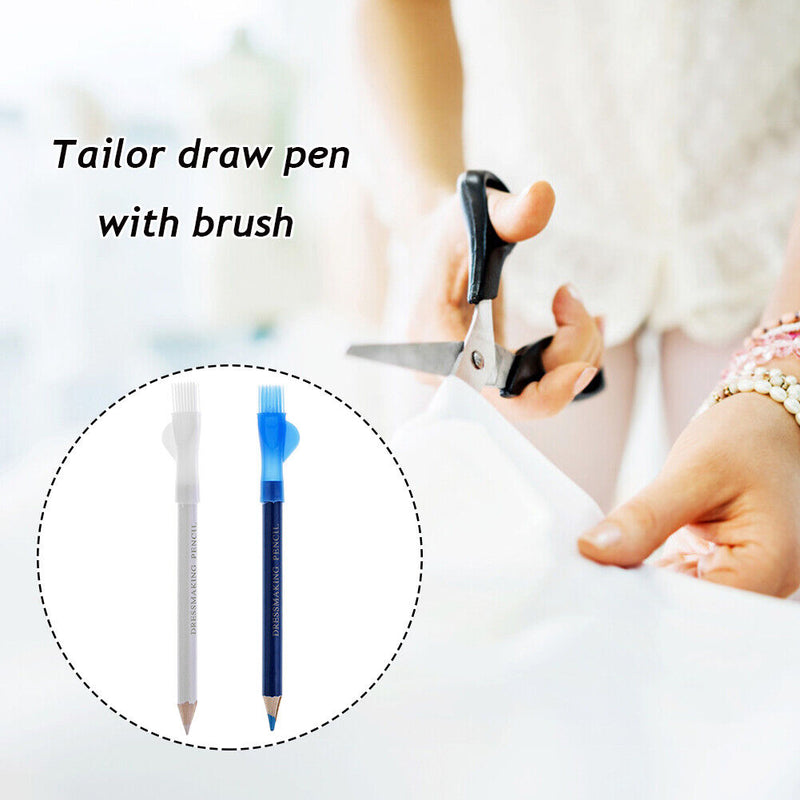 2pcs Erasable Tailor Chalk with Brush Fabric Pencil Clothes DIY Marker Pen Newly