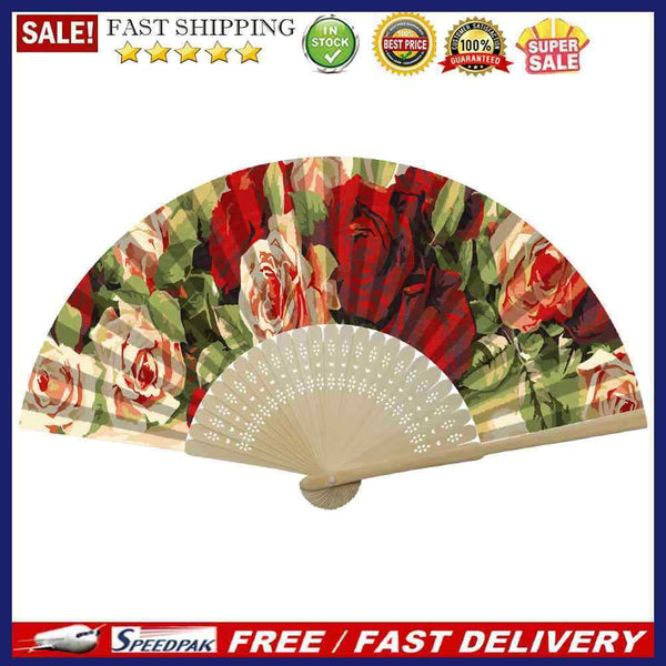 Oil Paint Folding Fan By Numbers DIY Rose Painted Art Craft Handmade Digita