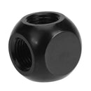 G1/4 Inner Thread 4 Way Water Tube Connector Ball Shaped Adapter(Black) Newly