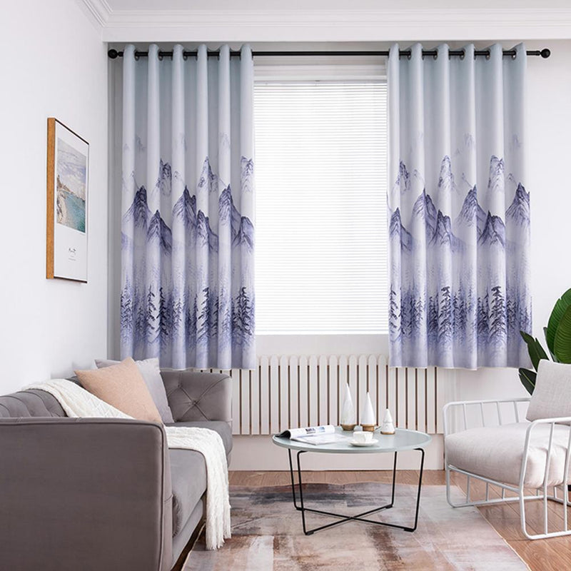 Polyester Landscape Printing Living Room Window Blinds Bedroom Blackout Curta