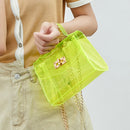 Fashion Women Transparent Messenger Bag Ladies Beach Chain Handbag (Yellow)