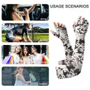 Sun Protection Half Fingers Ice Arm Sleeves Unisex Arm Cover (Camo Green) Newly