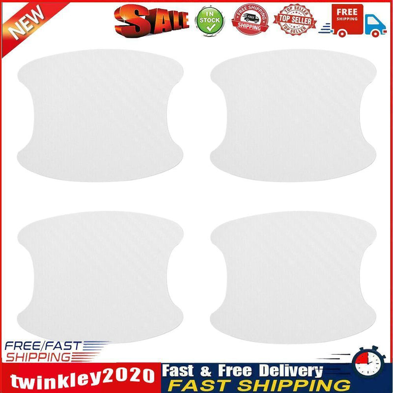 4pcs Carbon Fiber Car Exterior Door Handle Cup Protector Stickers (White) Newly