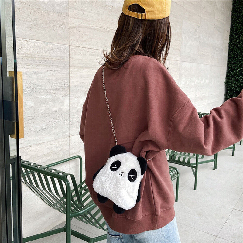 Cute Plush Panda Crossbody Handbag Women Girl Chain Shoulder Bags (Style 1)