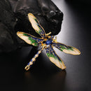 Colorful Women Dragonfly Crystal Drip Brooch Enamel Insect Lapel Pin (Blue)