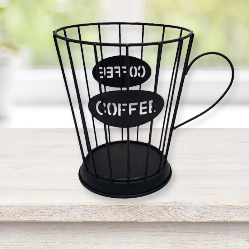 Coffee Cup Shape Retro Coffee Capsule Storage Basket for Home Cafe (Black) Newly