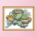 Teacup Cross Stitch Kit 14CT Stamp Embroidery DIY Needlework (J430 27x19cm)