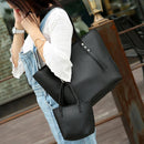 3pcs/set Leather Pure Color Rivet Women Shoulder Crossbody Totes Top-handle Bags