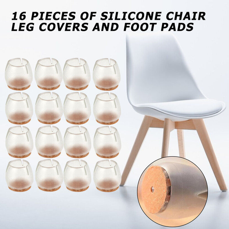 16pcs Chair Leg Mat Non-slip Silicone Table Chair Foot Cover No Noise for Home