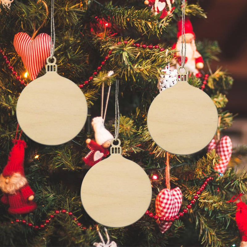 50pcs Wooden Christmas Pendents Xmas Tree Hanging Ornaments Wedding Decor