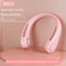 Mini Neck Fan USB Rechargeable Bladeless Fan Neck Air Conditioner (Pink)