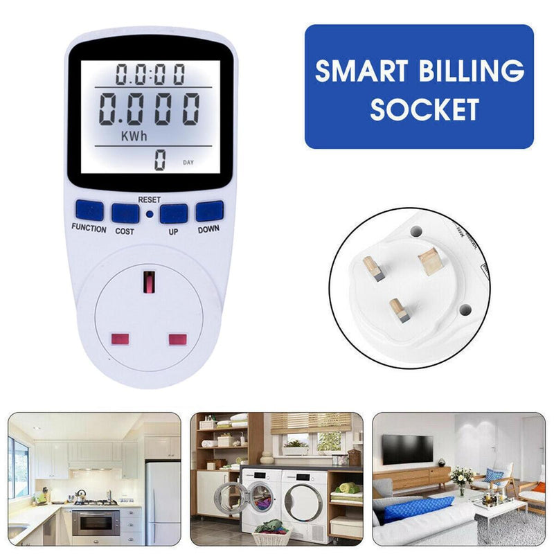 1*UK Plug Electricity Power Consumption Meter Energy Monitor Watt Kwh Analyzer~