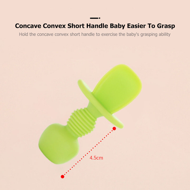Baby Silicone Training Feeding Spoon Toddlers BPA-free Tableware (Green) Newly
