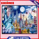 Full Embroidery Cotton 11CT 3 Strands White Fabric Statue of Liberty Cre