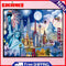 Full Embroidery Cotton 11CT 3 Strands White Fabric Statue of Liberty Cre