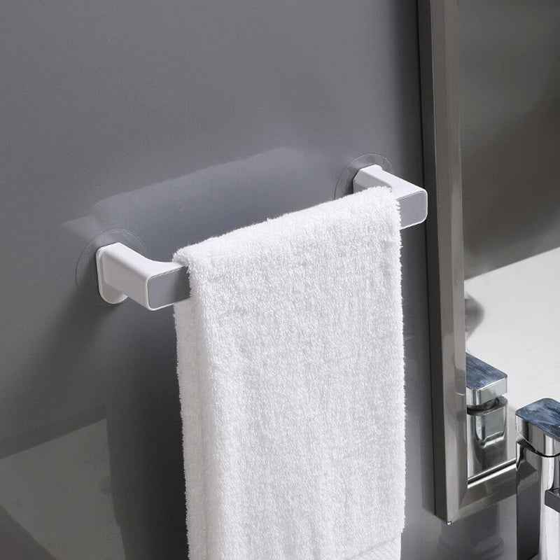 Self-adhesive Towel Holder Storage Rack Wall Mounted Towel Bar Shelf (Grey)