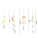 4pcs Hanging Crystal Light Catcher Metal Moon Sun Garden Wall Wind Chime Newly