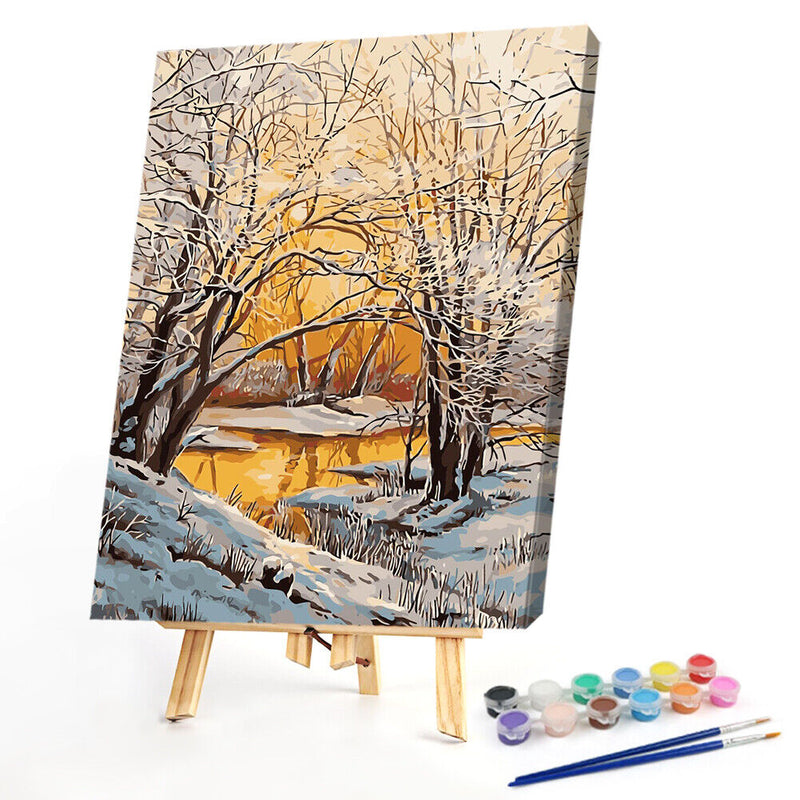 Snow Treetops Colouring Oil Canvas DIY Hand Painted Paint By Numbers Kit Artwork