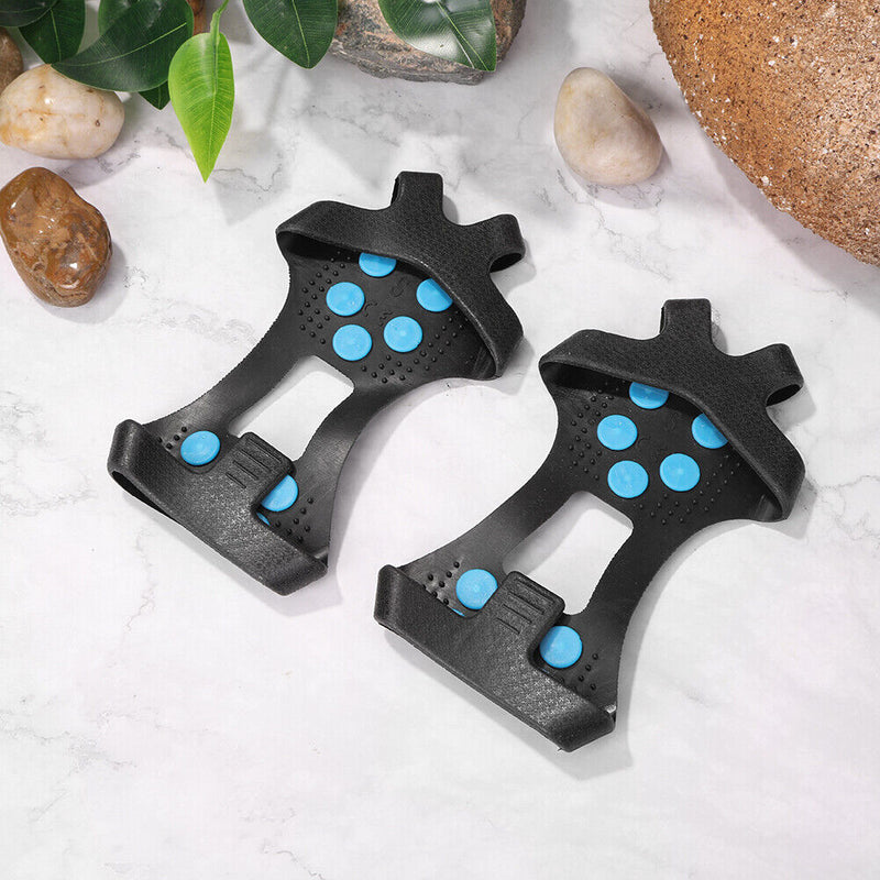 1 Pair 10 Teeth Snow Ice Claws w/ Nails Non-Slip Crampons Ice Gripper (XL)