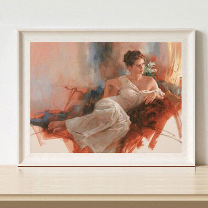 Canvas Paint By Numbers Lying Sofa Lady Oil Hand Painted Drawing Kit Home Decor
