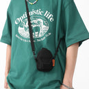Nylon Crossbody Bag Men Women Street Hip Hop Zip Small Phone Packs (Black)
