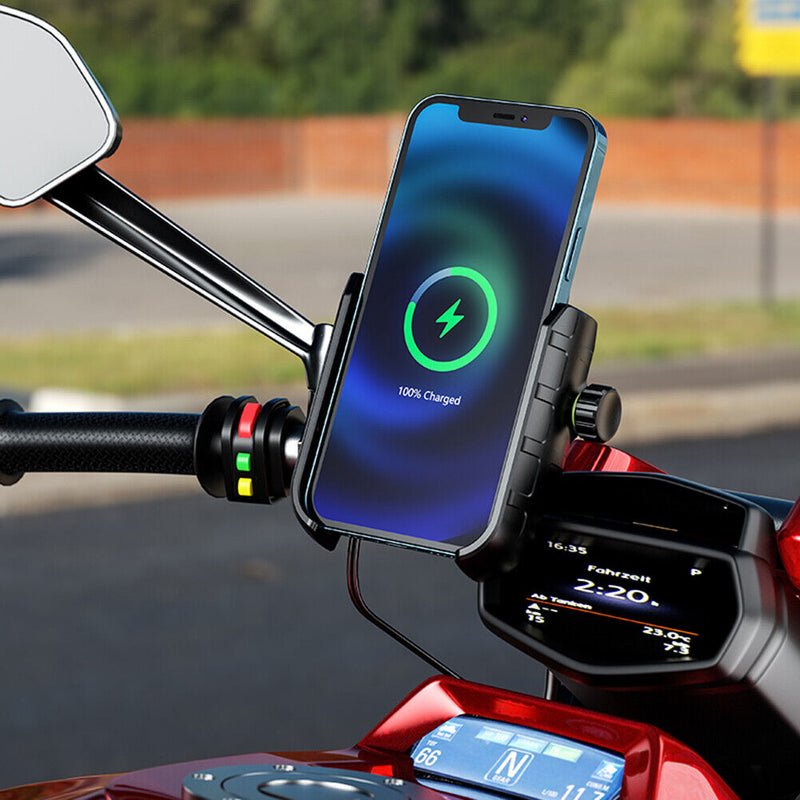 Wireless PD Fast Charging Phone Holder Motorcycle Adjustable Charger Stand Newly