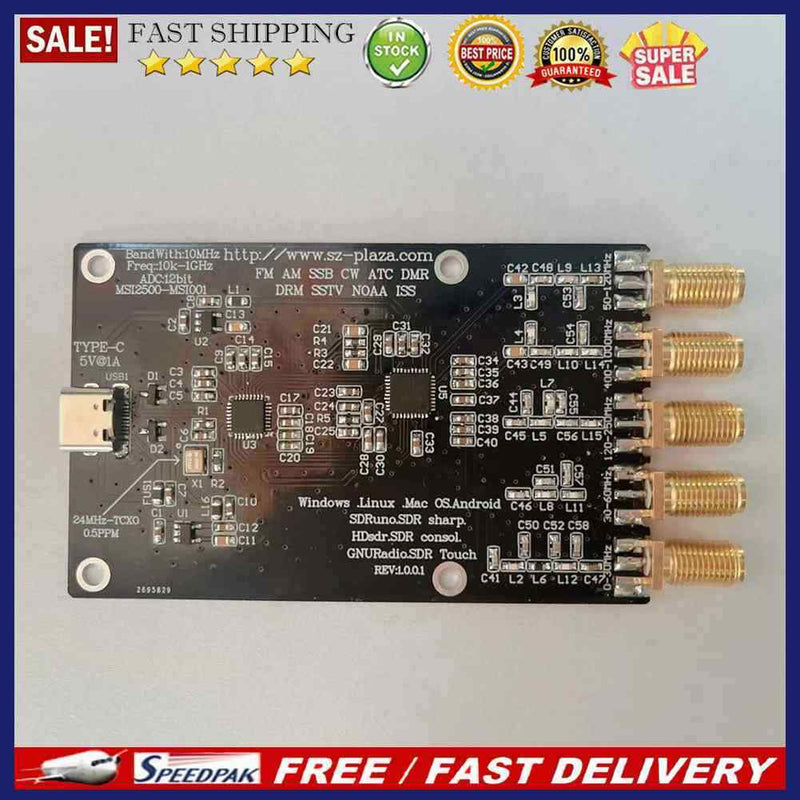 SDR Receiver Module AM FM Band Receiver Board USB-C 10K-1GHz for Windows/Linux