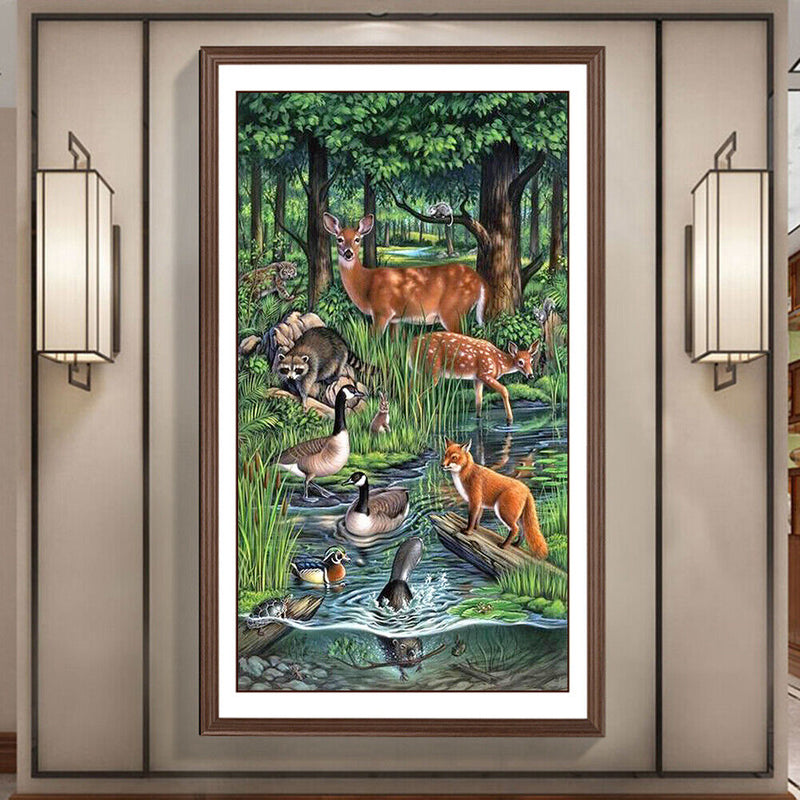 5D DIY Diamond Painting River Animal Full Drill Rhinestone Mosaic Art Picture