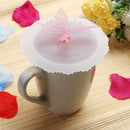 Cute Butterfly Silicone Cup Lids Anti-dust Leakproof Mugs Cover (Pink) Newly