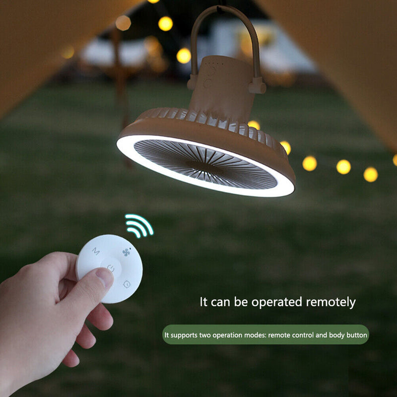 8000mAh Outdoor 3 in 1 LED Light Desktop Cooling Ceiling Fan (Dark Grey)