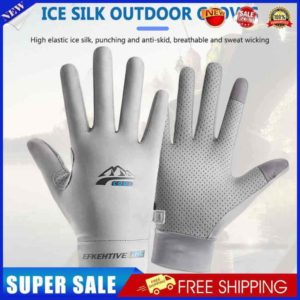 #A Ice Silk Adults Gloves Summer Breathable Sports Riding Full Finger Hand Glove