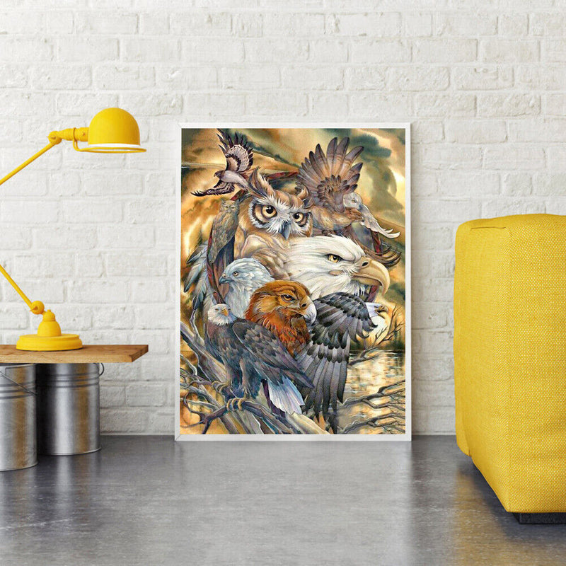 Home Decor Rhinestone Diamond Painting Owl Group Mosaic Drill Point Handicraft