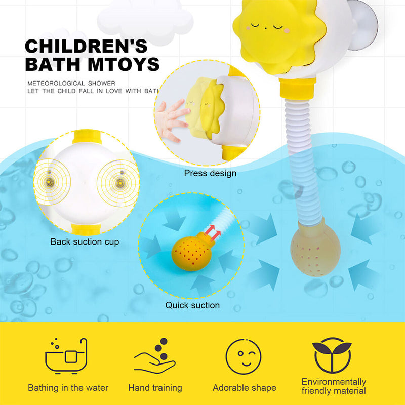 Kids Handheld Shower Head - Cloud Shaped Bathing Toys with Strong Suction