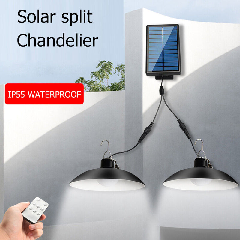 LED Solar Lamp Remote Ceiling Light Outdoor Garden Hanging Decor (B) Newly