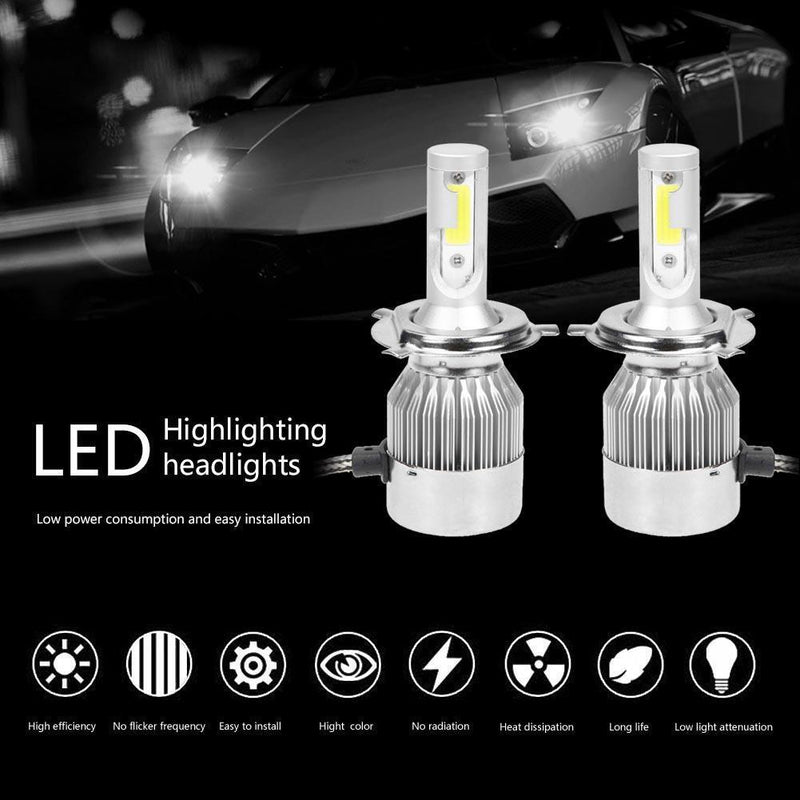1Pair Universal 6500K 8000LM H4 LED COB Car Auto Headlight Head Lamp Bulbs Newly