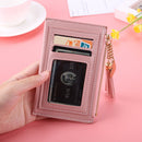Fashion Women PU Leather Wallet Card Holder Love Tassel Mini Purse (Pink)